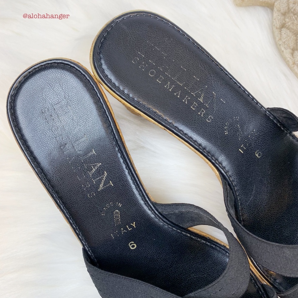 Italian Shoemakers Black Faux Cork Wedges! EUC! - Picture 3 of 7